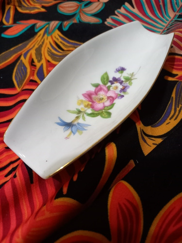 Antiguo Cenicero De Porcelana Verbano Floral 