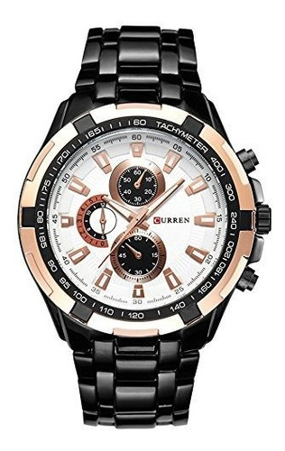 Unisex Con Estilo Reloj De Los Hombres De Lujo Curren Negro 