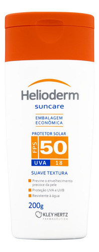 Protetor Solar FPS 50 Helioderm Suncare Frasco 200g Embalagem Econômica