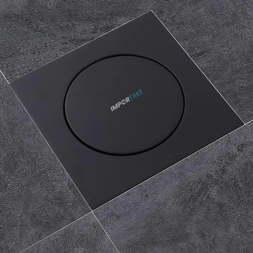 Ralo De Chão Piso Banheiro Preto Tampa Click Aço Inox 15x15