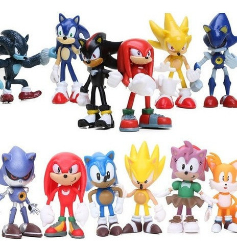 Kit 12 Miniatura Super Sonic Boom Tails Robotnik Knuckles Am