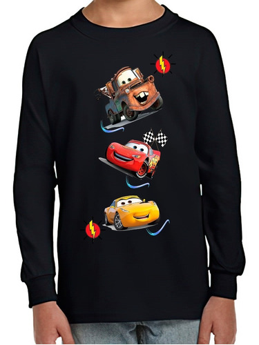 Polera Manga Larga Niño Cars Personajes Únicos 100% Algodón 