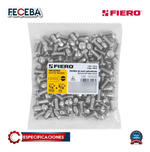Bolsa Con 150 Tornillos 1/4 X 5/8 Tipo