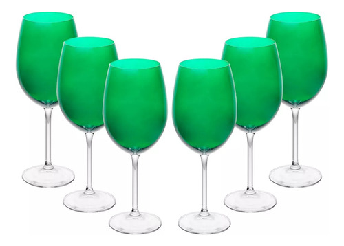 Conjunto 6 Taças para Vinho De Cristal Banquet Esmeralda 580ml - Wolff