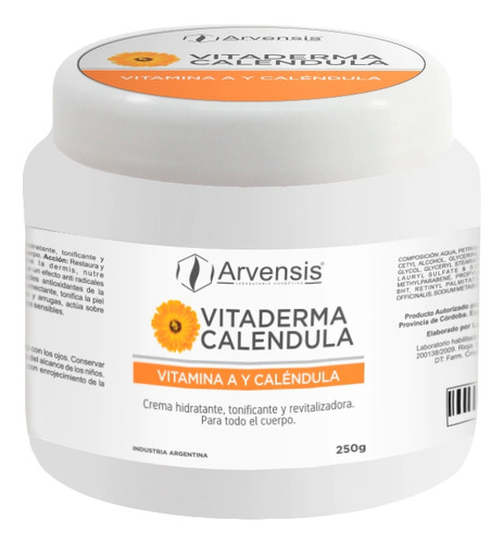 Vitaderma Caléndula Crema Hidratante Tonificante Arvensis Neutra