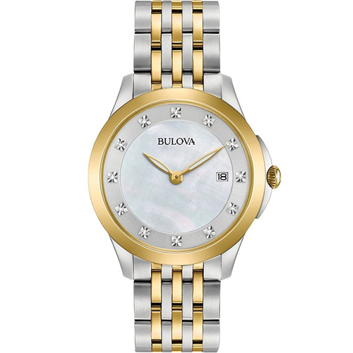 Nuevo Bulova Diamond 12 Diamantes Original Para Dama 98p161