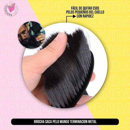 Imagen 2 de 8 de Brocha Saca Pelo Para Peluqueria Negro Terminación De Metal