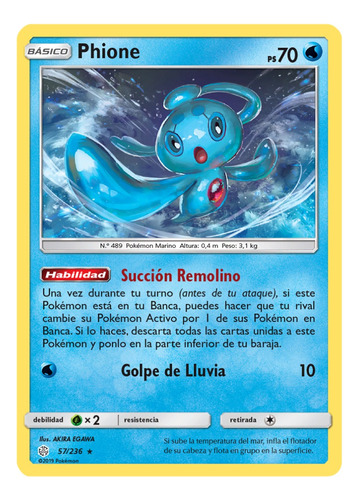 Cartas Pokemon Phione 57/236 Español Cosmic Eclipse Cec