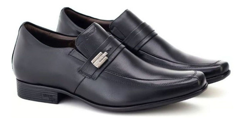 Sapato Masculino Altura Jota Pe Couro Conforto Preto +6,5cm
