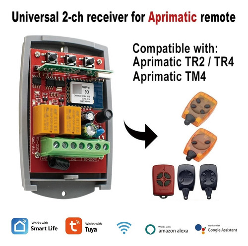 Receptor Wifi/rf Dos Canales 110/220 Vac Puertas Automaticas