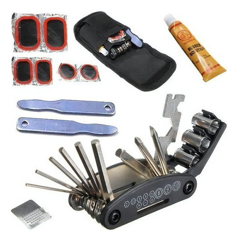 Kit Ferramentas De Reparos Bike Pneu Canivete + Bomba De Ar