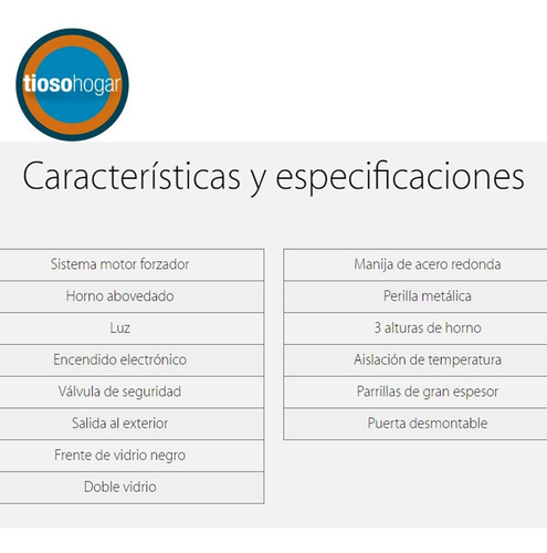Imagen 5 de 10 de Horno A Gas Empotrar Negro Vidrio Luz Encendido Convector