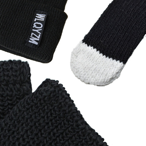 Kit Invierno Tresher Gorro + Cuello Rueda + Guantes Táctiles Negro Liso Único