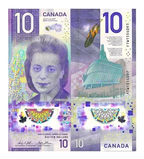 Billete De Canada 10 Dólares Canadiense Nuevo S/c Polímero