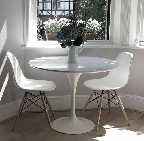 Imagen 2 de 3 de Mesa Tulip 100cm Diametro Mdf Laqueada Moderna Deco