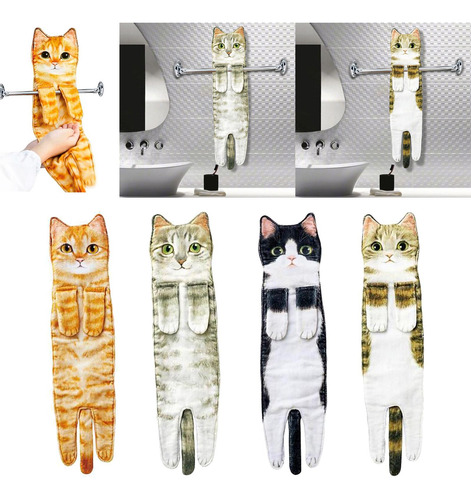 4pcs Multipurpose Funny Hand Towels Drying Absorbent Soft