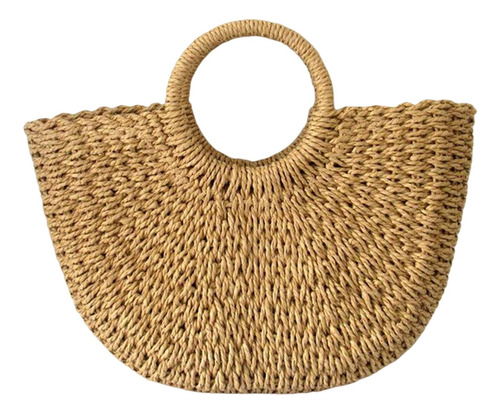 Elegante Bolso De Mano De Paja, Bolsos De Playa Informales,