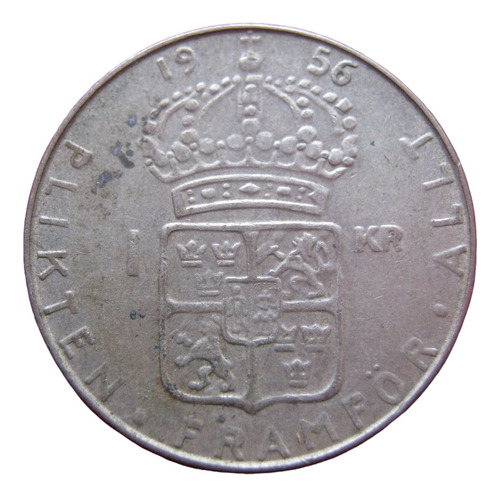 Suecia 1 Corona 1956  Plata 