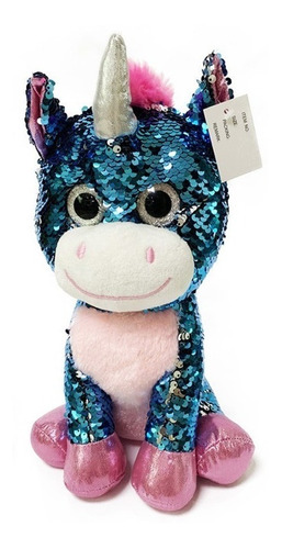 Peluche Unicornio Lentejuelas Reversible 3 Colores 30cm