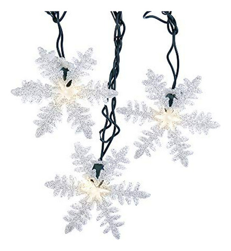 Luces Fiesta Copos Nieve 10 Leds Kurt Adler Blanca