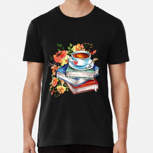 Remera Libro Floral Libro De Lectura De Café Algodon Premium