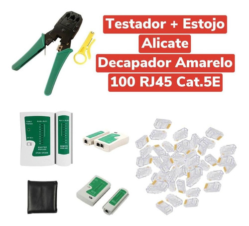 Kit Alicate De Crimpar+testador Cabo De Rede+100 Conec Rj45