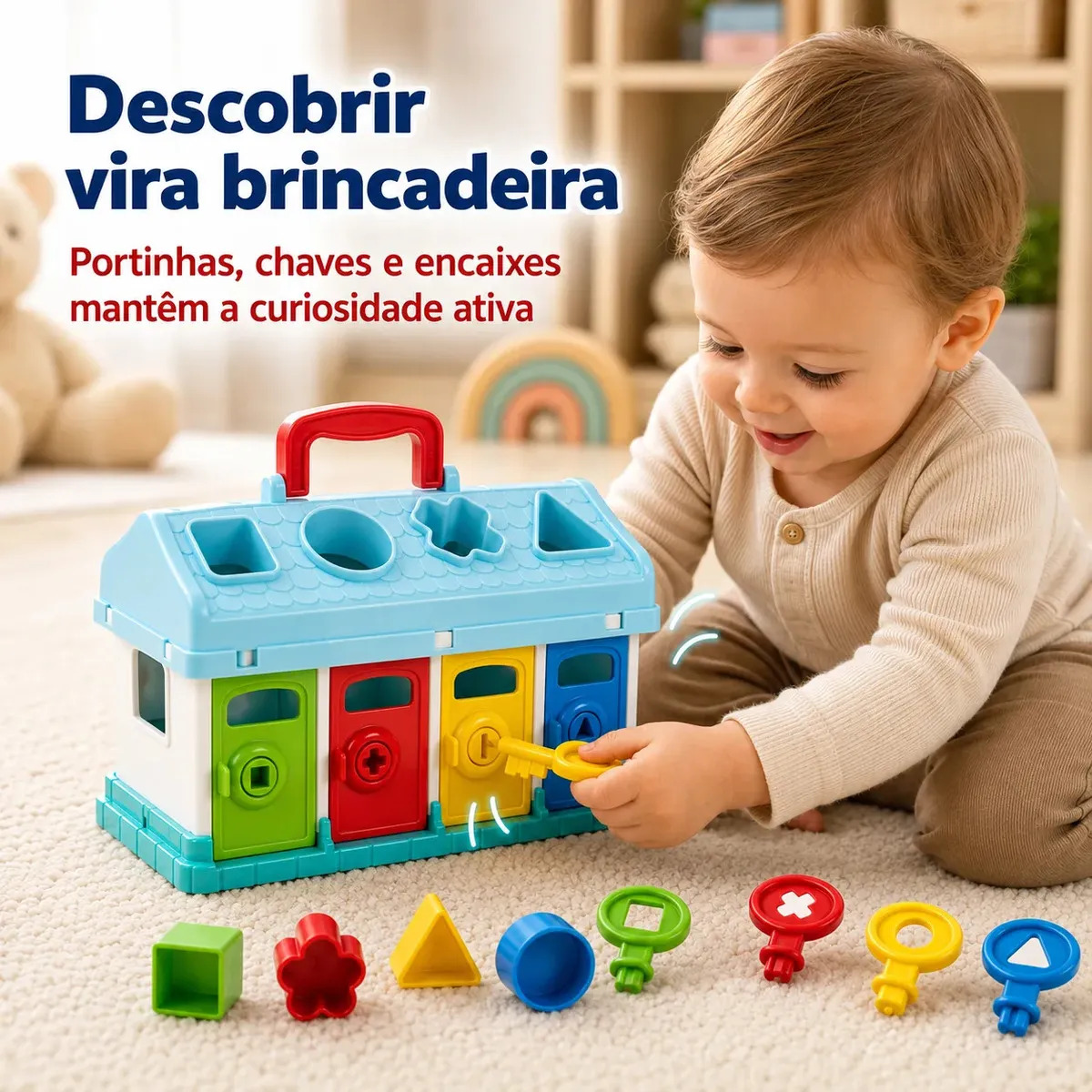 Casinha Educativa Didática Interativa Com Acessórios De Encaixar Primeira Infância