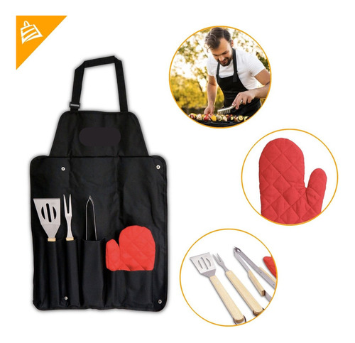 Set Bbq Con Delantal Prepárate Para El Asado Perfecto