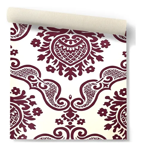 comprar Papel Vinilizado Arabescos Bordo F\u002F Blan Amarie Muresco 32\u002F2