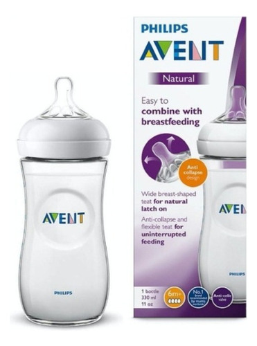 Avent Mamadera Natural Con Tetina Ancha 330ml 6m+