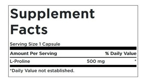 L Prolina L Proline Premium Aminoacido 500mg 100 Caps Eg L01 Sabor Nd