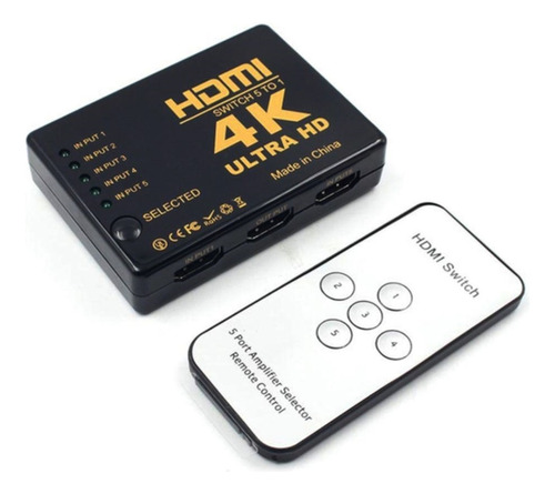 Switch Hub Hdmi 5x1 5 Entradas 1 Saída Controle Remoto