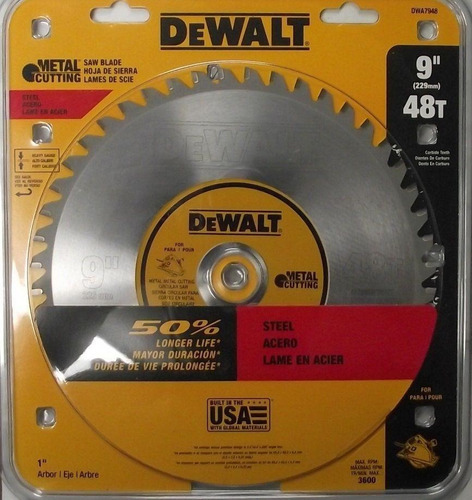 Disco De Sierra Dewalt 9'' X 48 Dientes Para Metal, Imp Usa