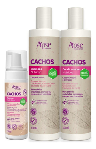 Kit Cachos Tratamento Shampoo Condicionador E Mousse Apse 