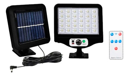 Lampara Solar Panel 20w Equivale 200w Cuadrada Color Negro