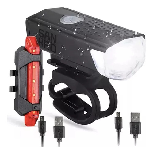 Kit Focos Bicicleta Scooter Delantera Y Trasera Recargable