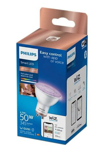 Lámpara Led Color Philips Smart Wifi Gu10 Dimerizable Rgb