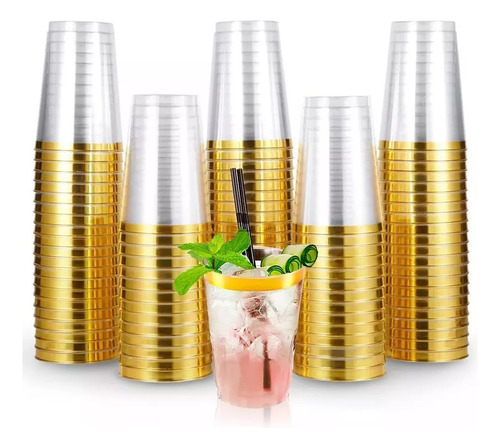 Vasos De 12 Oz Desechables Elegantes Modernos Para Fiesta 50 Piezas Rose Impact Calidad Premium Reutilizables