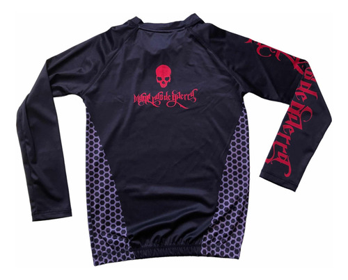 Playera Rashguard Lycra Mmachines® Mqns Red Logo Back Skull