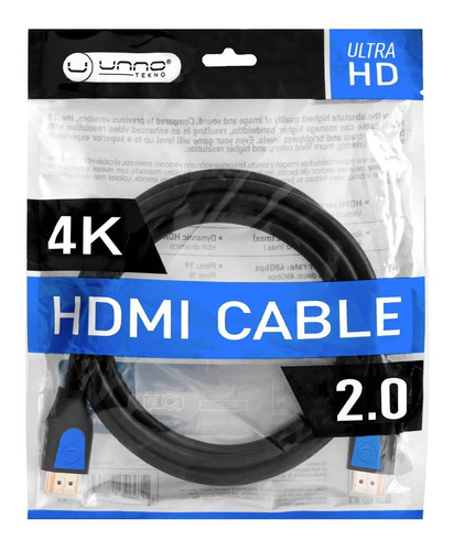 Imagen 3 de 4 de Cable Hdmi A Hdmi Conector Metal 1.8 Mts 4k