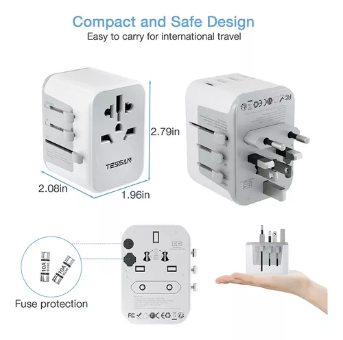  TESSAN Adaptador de enchufe de EE. UU. a Reino Unido, adaptador  de enchufe de viaje tipo G Reino Unido, adaptador de corriente Irlanda,  Escocia, Dubai, con 3 tomas de corriente y