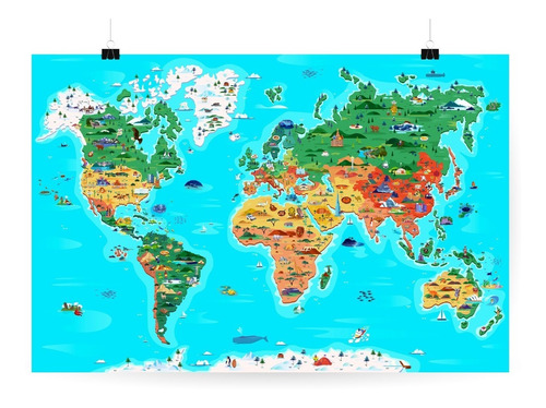 Mapa Mundial Mural 210x140 En Papel