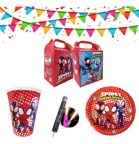 Spiderman Hombre Araña Paq Artículos Fiesta 30 Personas 