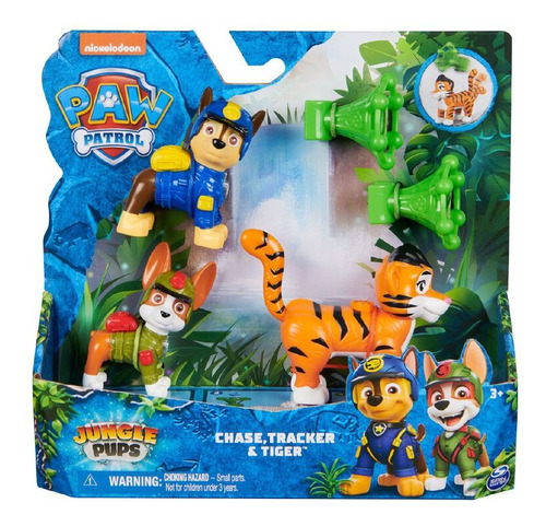 Figuras Chase, Tracker Y Tiger Paw Patrol Jungle Pups