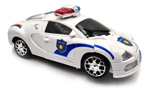 Auto Patrullero Policía Transformer Robot Luces Movimiento