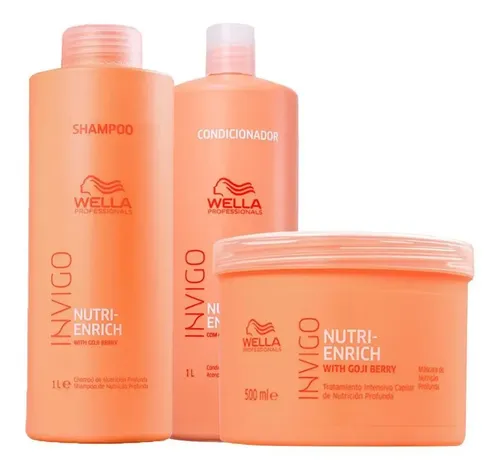 Kit Wella Invigo Enrich Shampoo 1L +  Condicionador 1L + Máscara 500ml