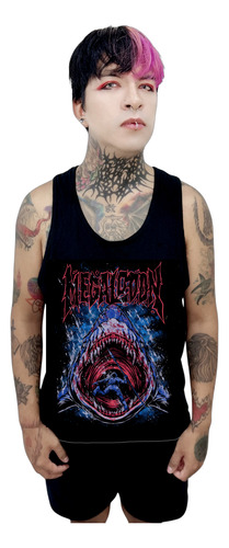 Playera Megalodon Tiburon Playa Slam Brutal Death Metal
