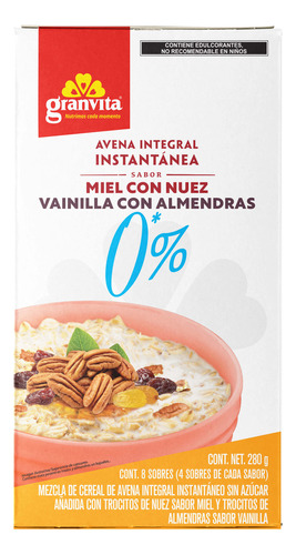 Avena Instantánea Granvita 0% Azúcar Variedad De Nueces 280g