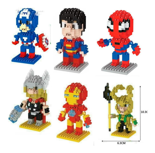 Superheroes Mini Bloques Para Armar Iron Man Spiderman Thor