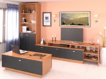 Comprar Combo Mesa Tv + Biblioteca + Mesa Ratona Con Cajon Modular